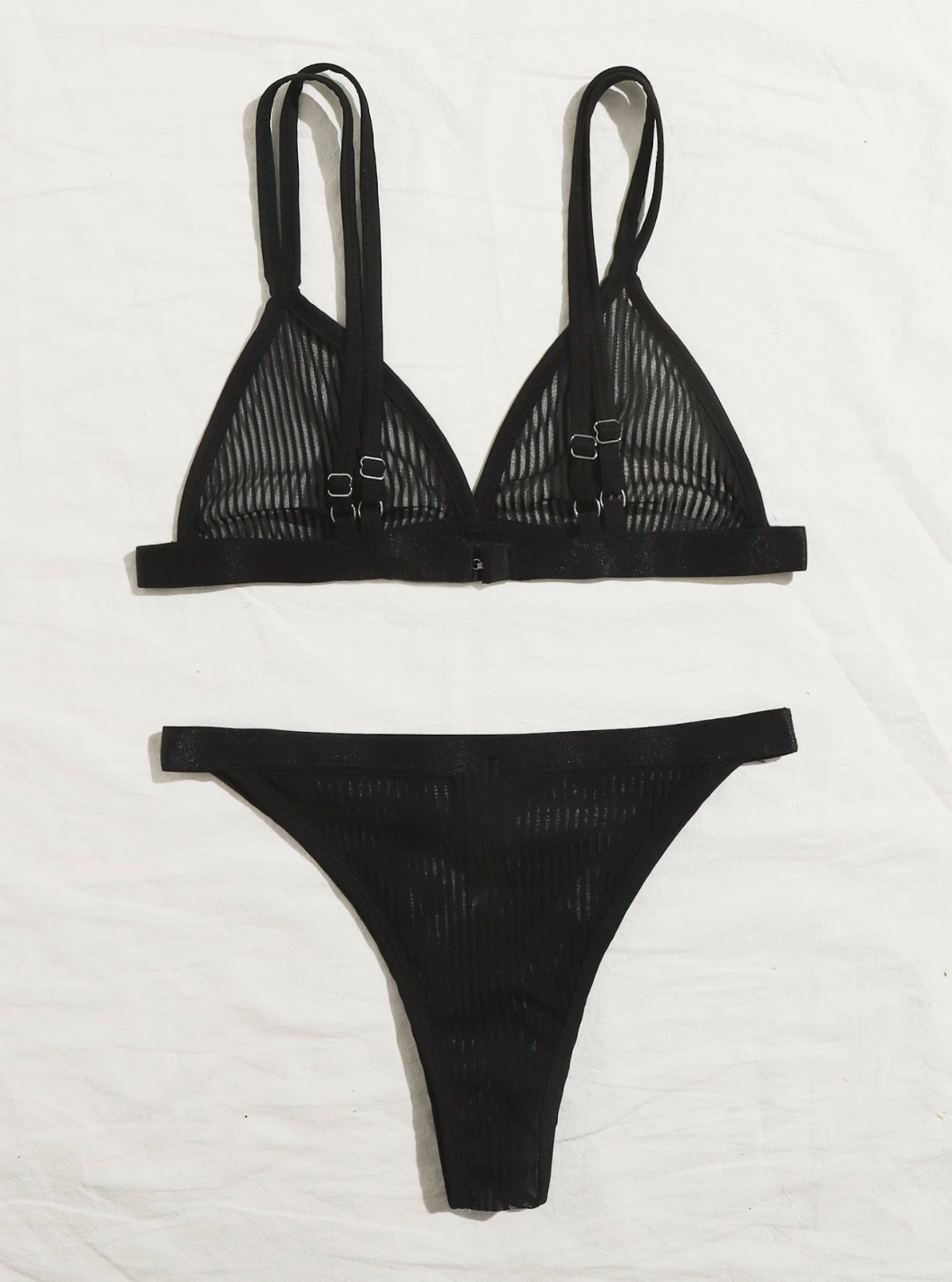 Ensemble de lingerie sexy femme – Transparent à rayures, style classique et sensuel