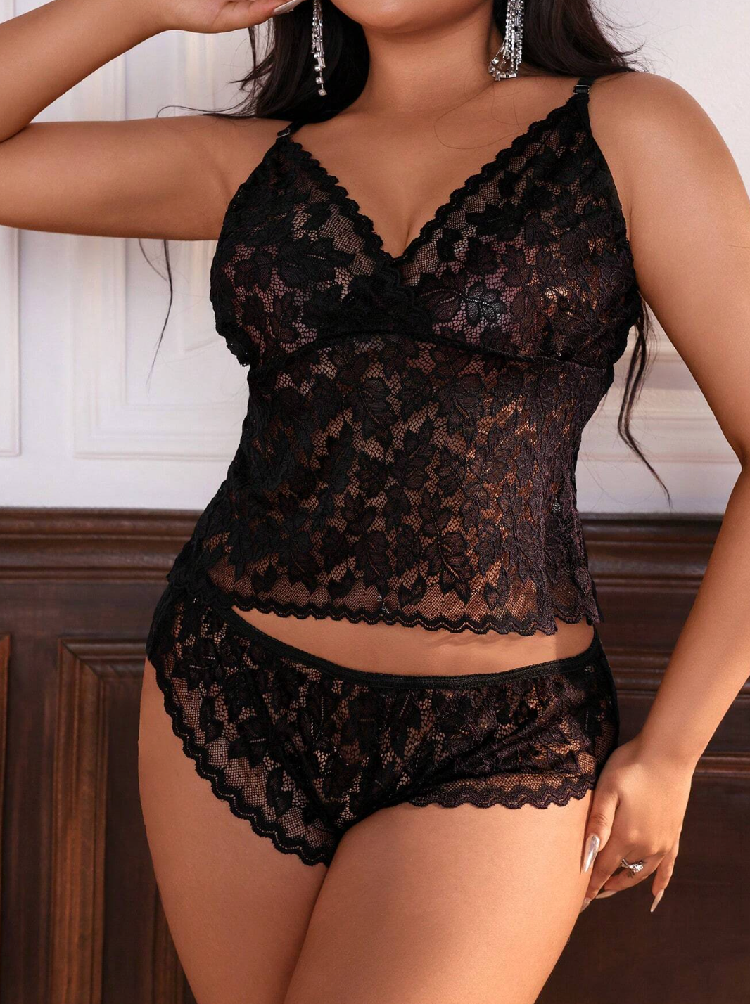 Ensemble Lingerie Dentelle Noire – Taille XS à 4XL