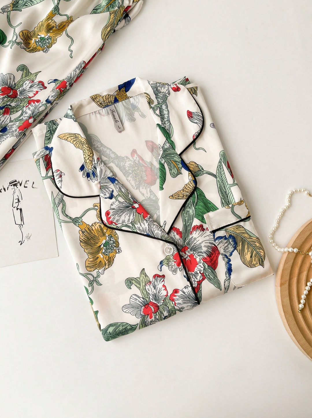 Pyjama Femme Imprimé Plante – Ensemble Léger 2 Pièces Mi-saison