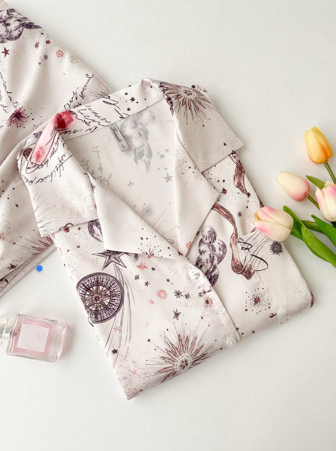 Pyjama Femme Satin Imprimé Rose – Ensemble 2 Pièces Élégant