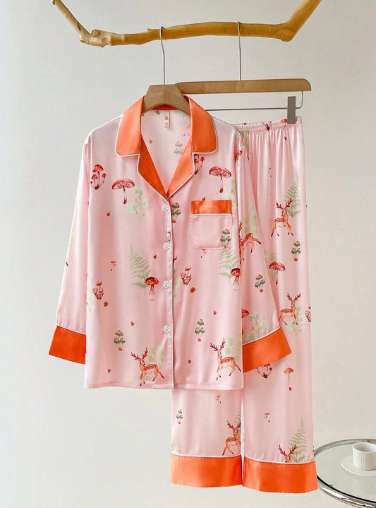 Pyjama Femme Imprimé Animal Tropical – Ensemble 2 Pièces Élégant