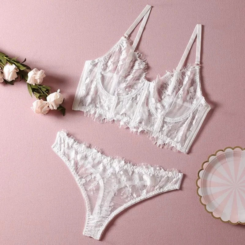 Lingeries Féminine Ensemble en dentelle blanc