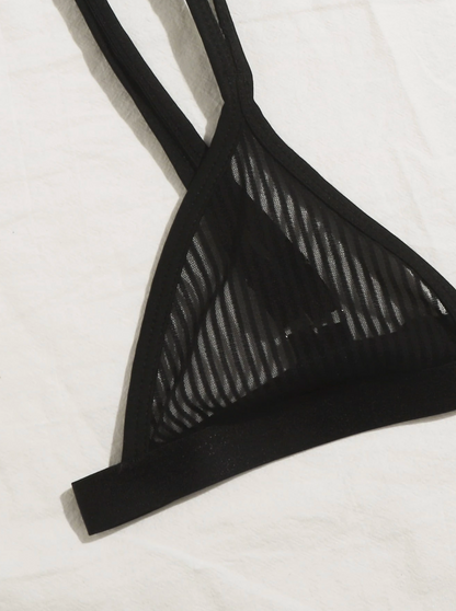 Ensemble de lingerie sexy femme – Transparent à rayures, style classique et sensuel
