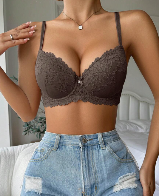 Soutien-Gorge Rembourré à Armatures en Dentelle