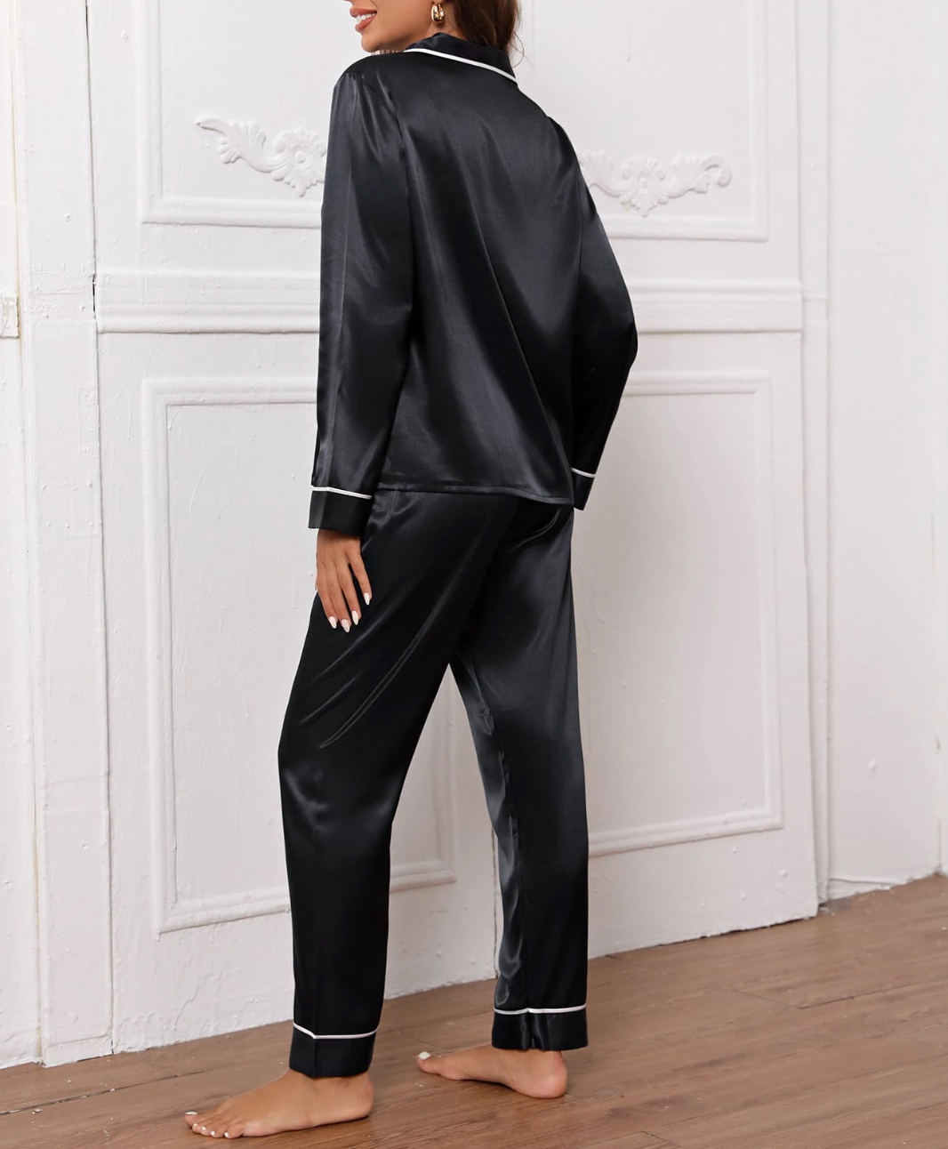 Ensemble Pyjama Satin Élégance Contrastée
