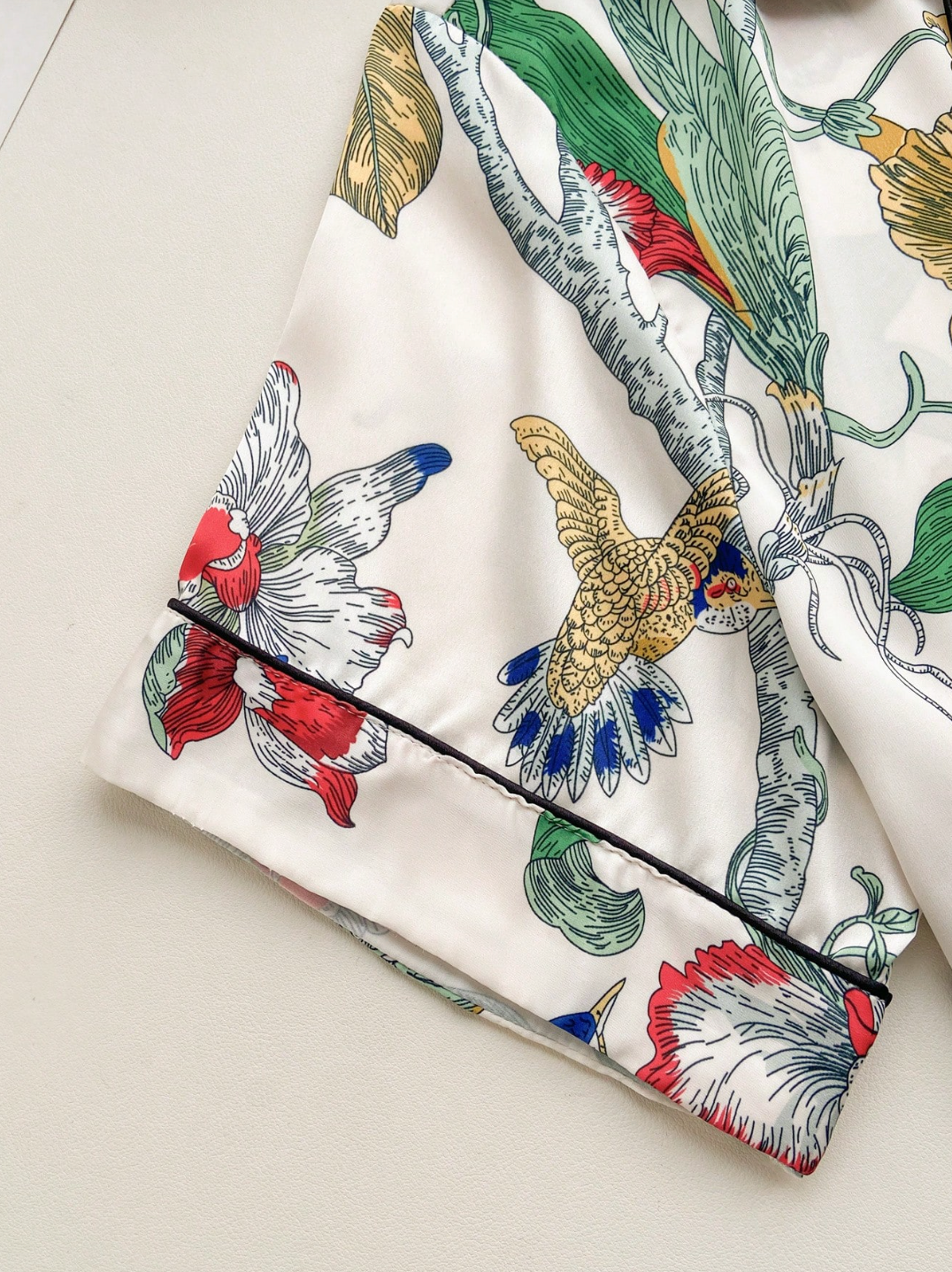 Pyjama Femme Imprimé Plante – Ensemble Léger 2 Pièces Mi-saison