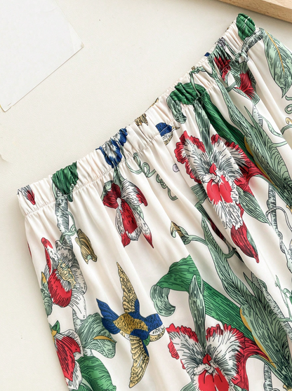 Pyjama Femme Imprimé Plante – Ensemble Léger 2 Pièces Mi-saison