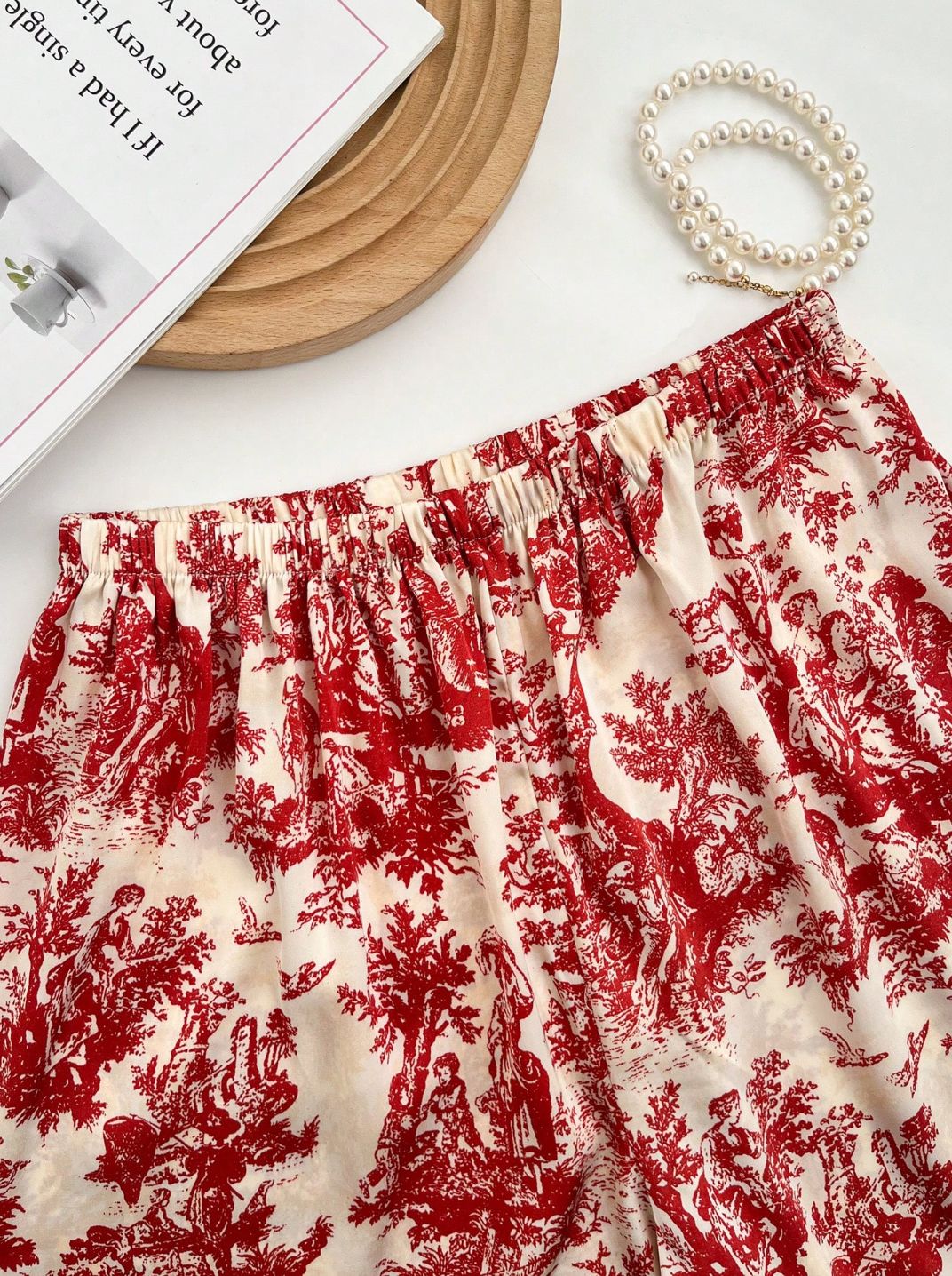 Pyjama Femme Soie Glacée Imprimé Encre – Élégance & Confort