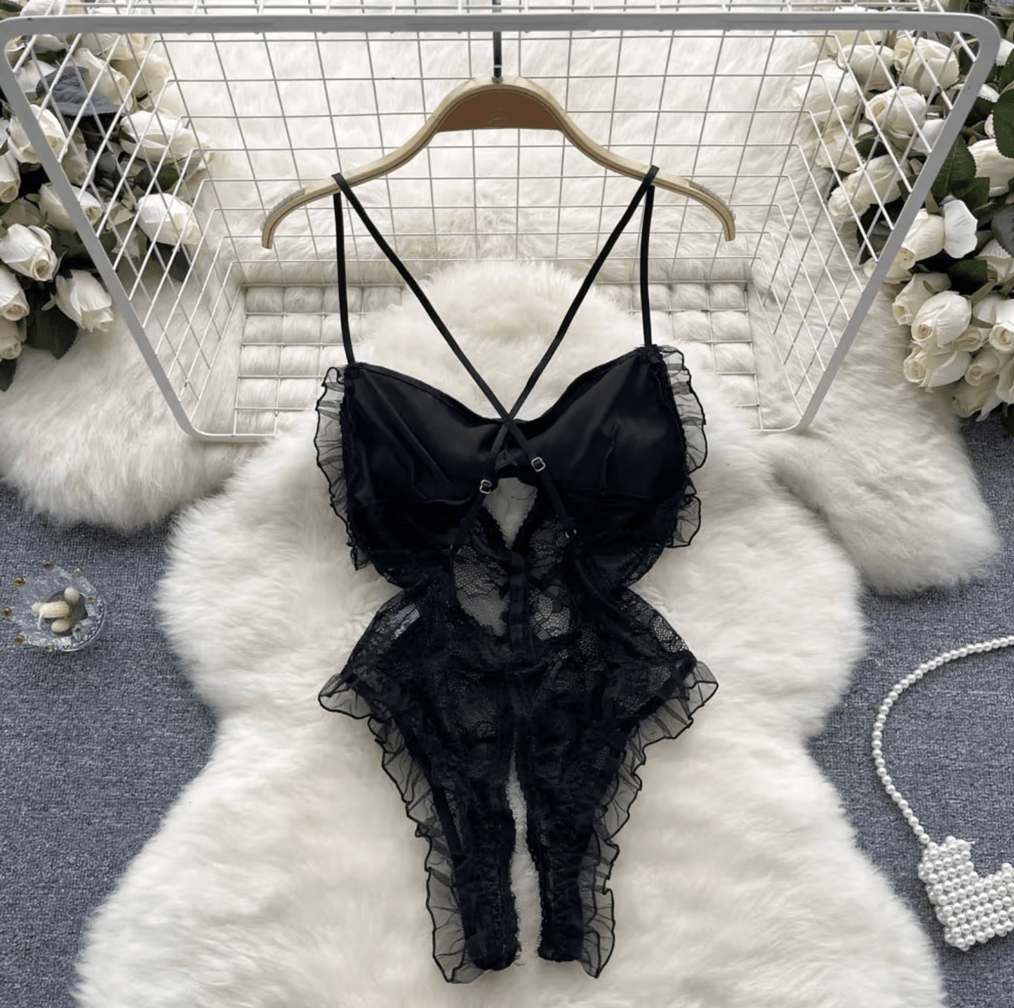 Lingeries Féminine Body Body en Dentelle avec Nœud