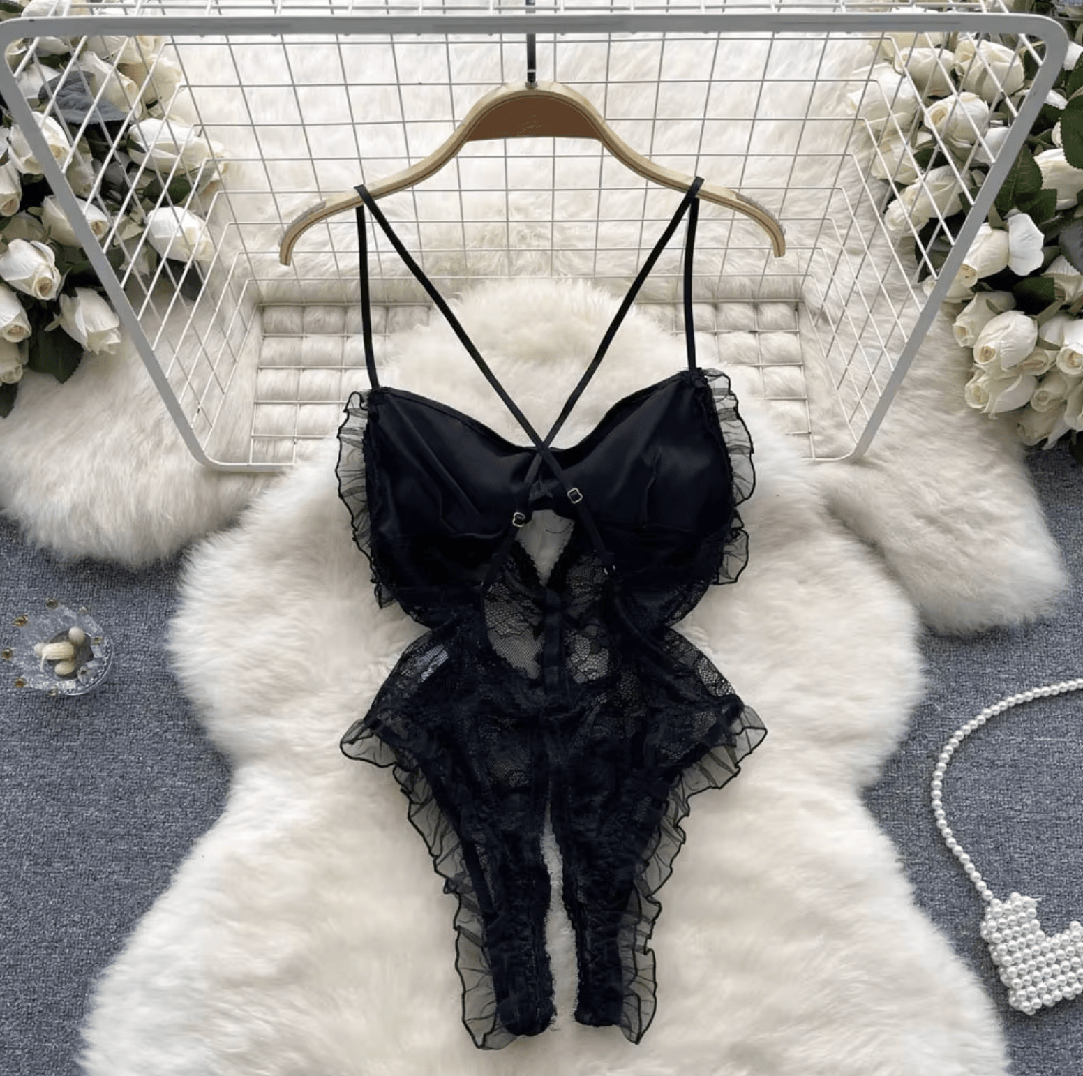 Lingeries Féminine Body Body en Dentelle avec Nœud