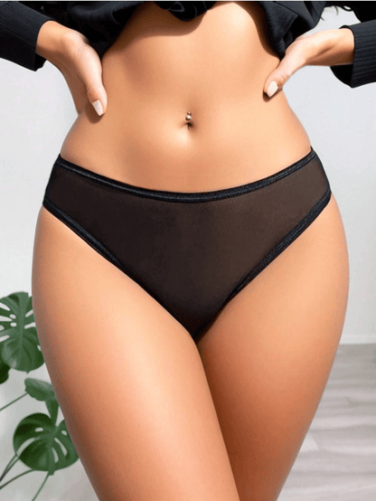 Lingeries Féminine Culotte Culotte Transparente en Maille Noire