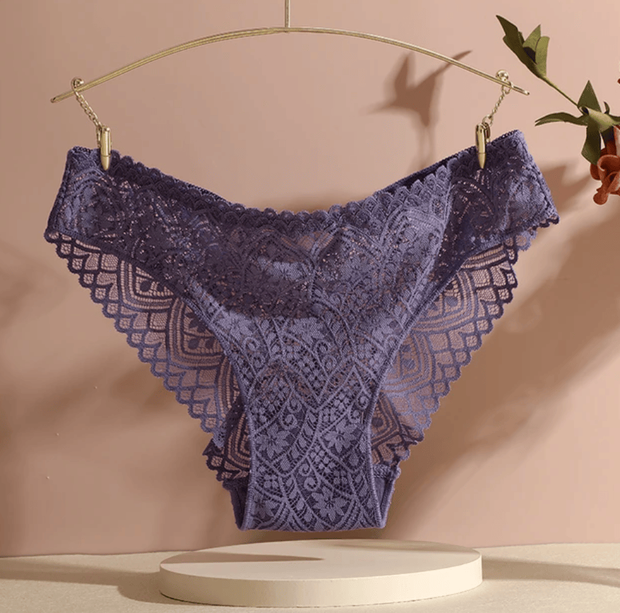 Lingeries Féminine S / Gris Violet Culotte en Dentelle Croisée