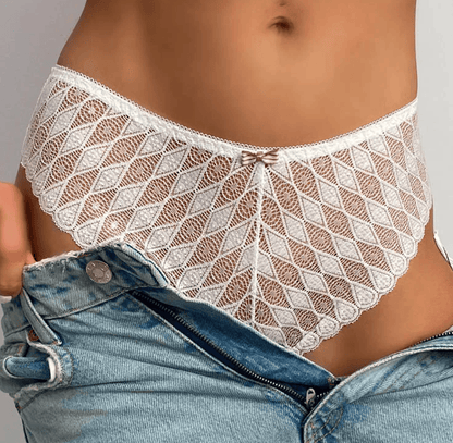 Lingeries Féminine Culotte Mi-Haute en Dentelle avec Lacerie