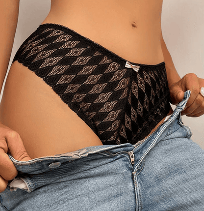 Lingeries Féminine Culotte Mi-Haute en Dentelle avec Lacerie