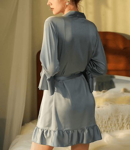 Lingeries Féminine Déshabillé satiné gris
