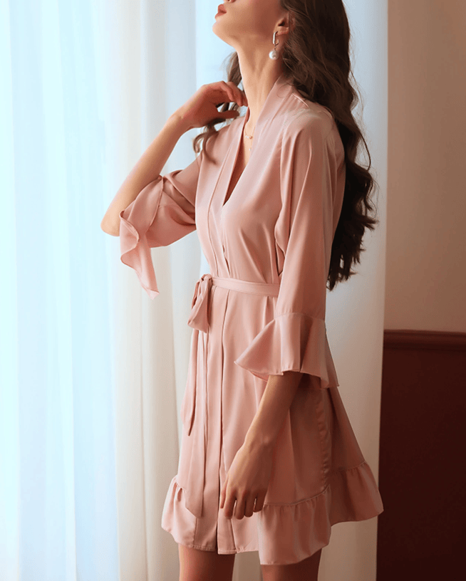 Lingeries Féminine Déshabillé satiné Rose