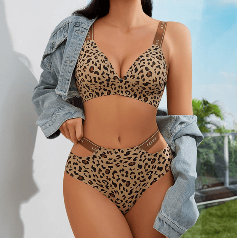 Lingeries Féminine Ensemble de Sous-vêtements Imprimé Léopard