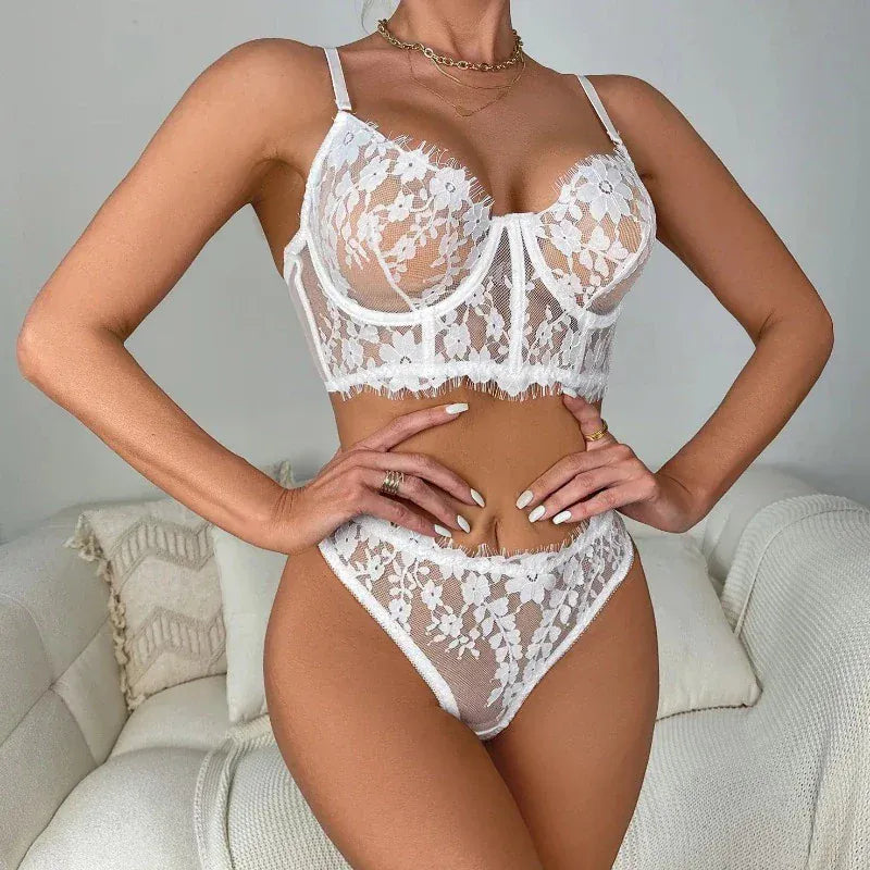 Lingeries Féminine Ensemble en dentelle blanc