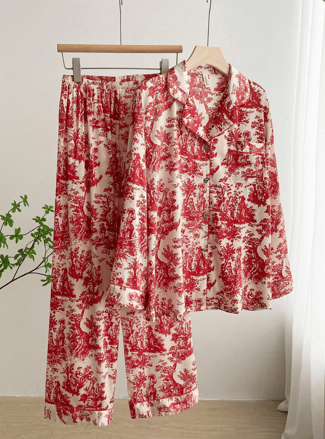 Lingeries Féminine Ensemble pyjama femme Pyjama Femme Soie Glacée Imprimé Encre – Élégance & Confort