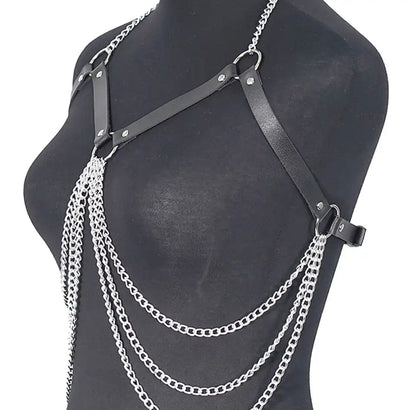 Lingeries Féminine Taille Unique Harnais À Chaînes Noir/Argenté