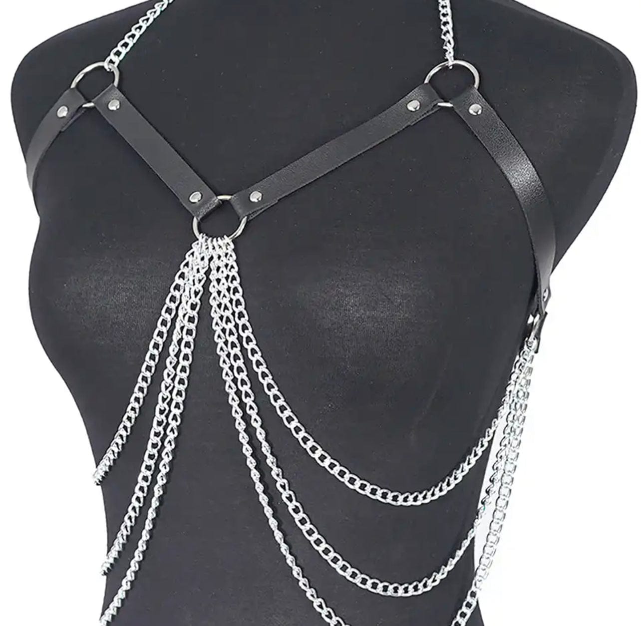 Lingeries Féminine Taille Unique Harnais À Chaînes Noir/Argenté