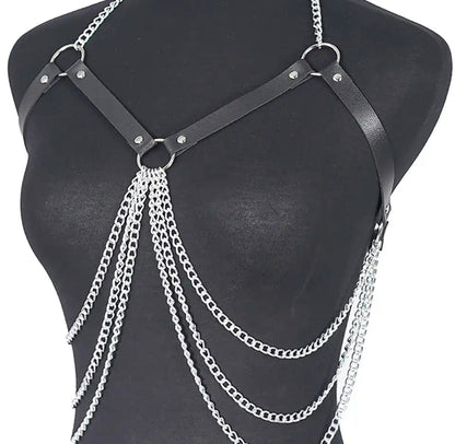 Lingeries Féminine Taille Unique Harnais À Chaînes Noir/Argenté