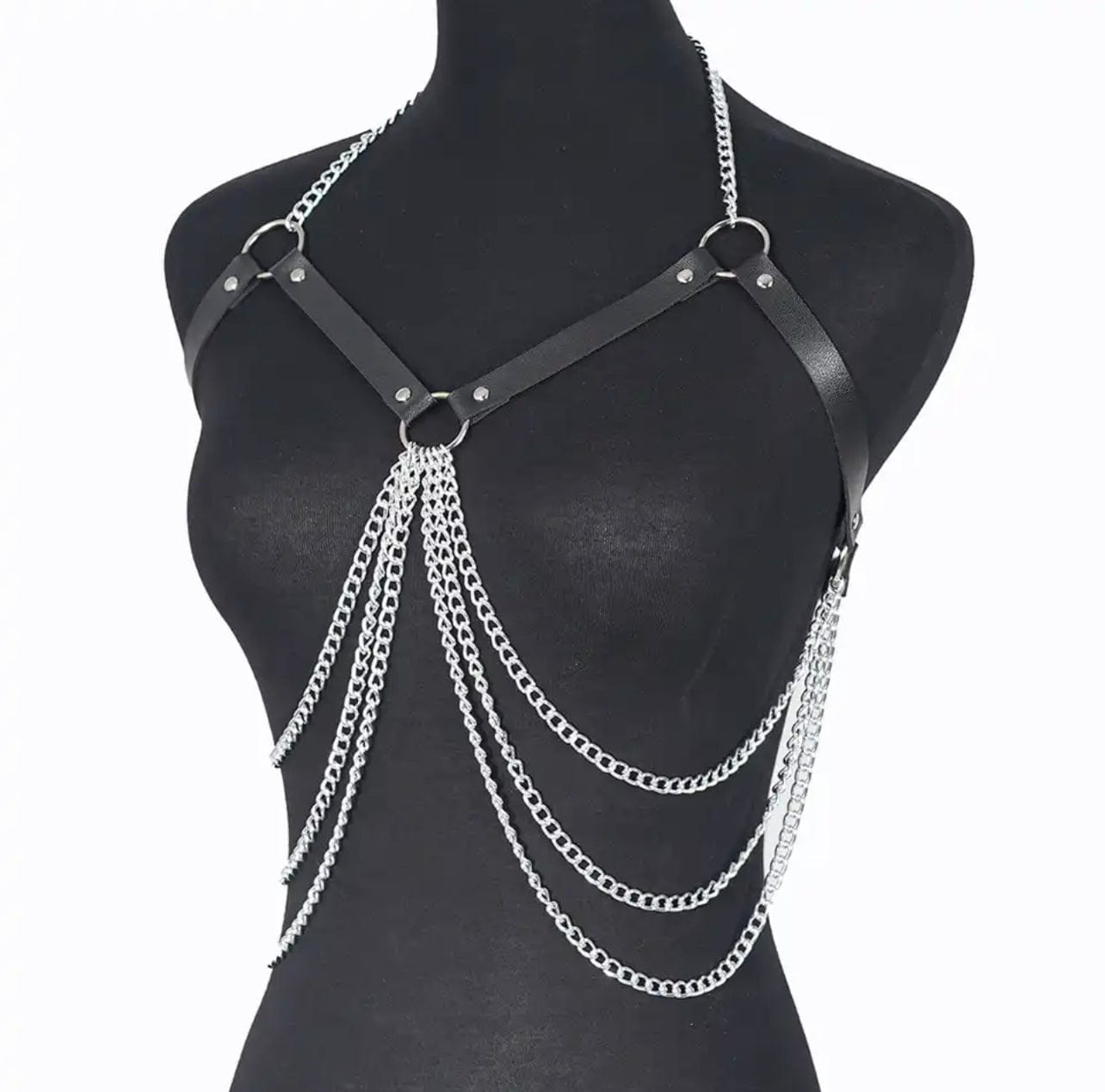 Lingeries Féminine Taille Unique Harnais À Chaînes Noir/Argenté