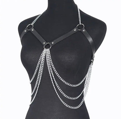 Lingeries Féminine Taille Unique Harnais À Chaînes Noir/Argenté
