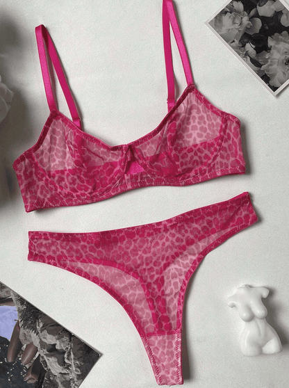 Lingeries Féminine Lingerie, Ensemble lingerie Ensemble Lingerie Léopard Rose Transparent