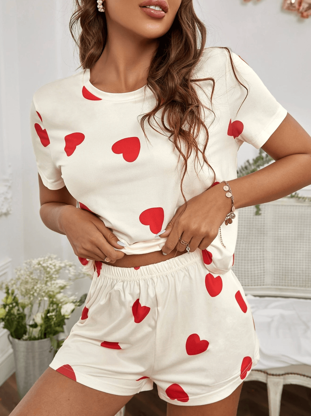 Lingeries Féminine Pyjamas Ensemble Pyjama Coeur
