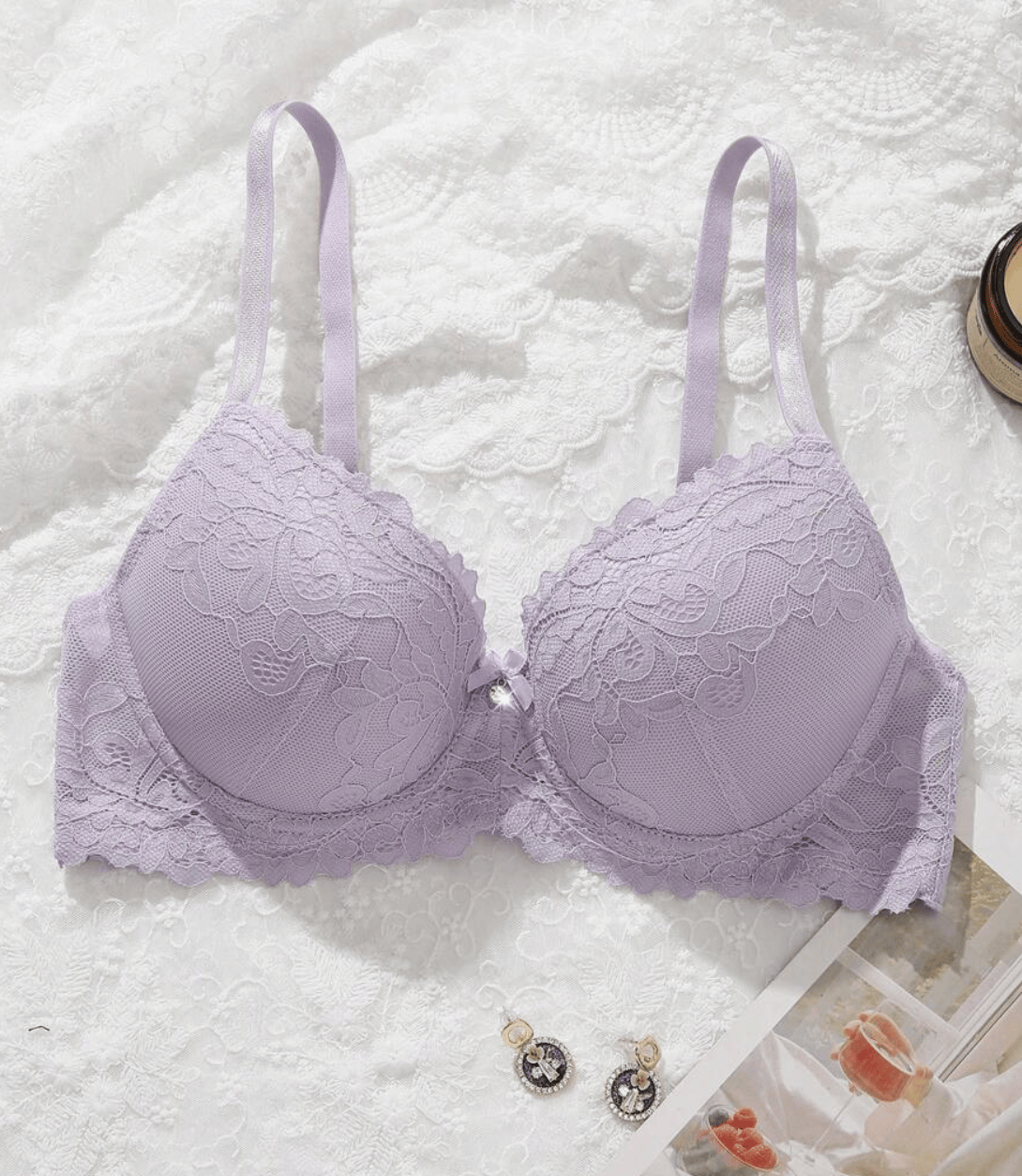 Lingeries Féminine Soutien gorge Soutien-Gorge Rembourré à Armatures en Dentelle