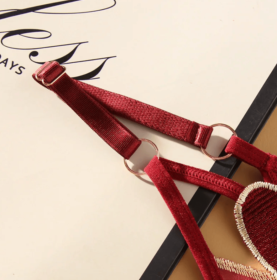 Lingeries Féminine String Brodée Cœur