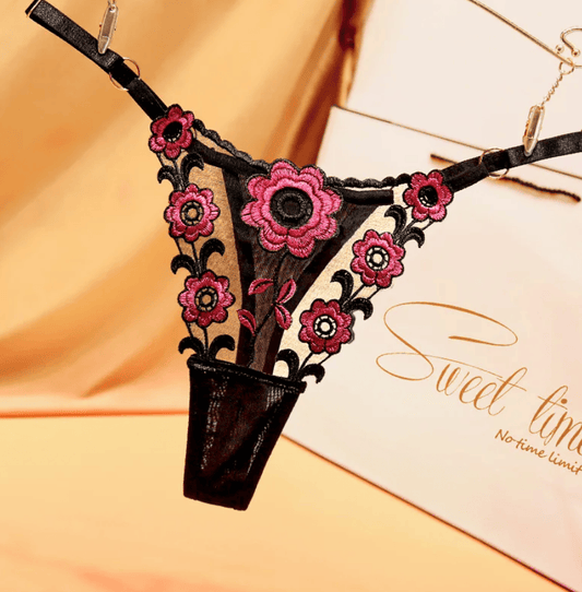 Lingeries Féminine String en Tulle Noir