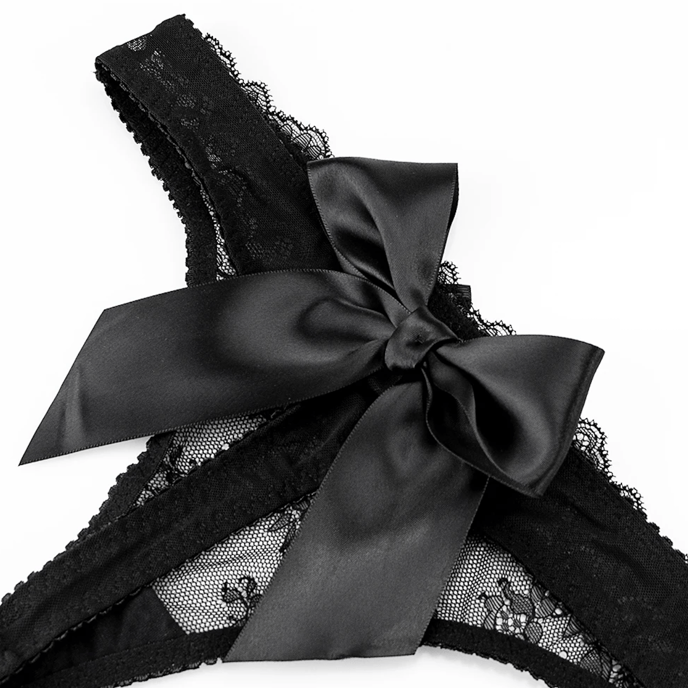 Lingeries Féminine String Transparent avec Nœud