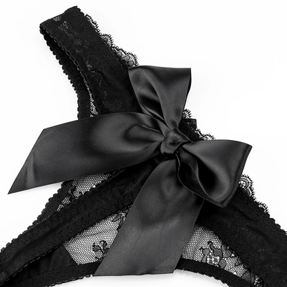 Lingeries Féminine String Transparent avec Nœud